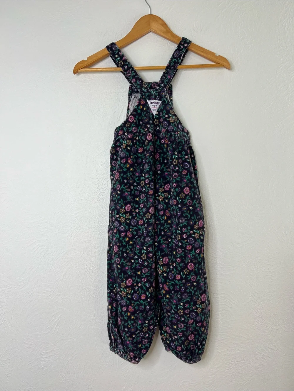 Vintage 80s 90s Oshkosh B’gosh Floral Corduroy Overalls size 6